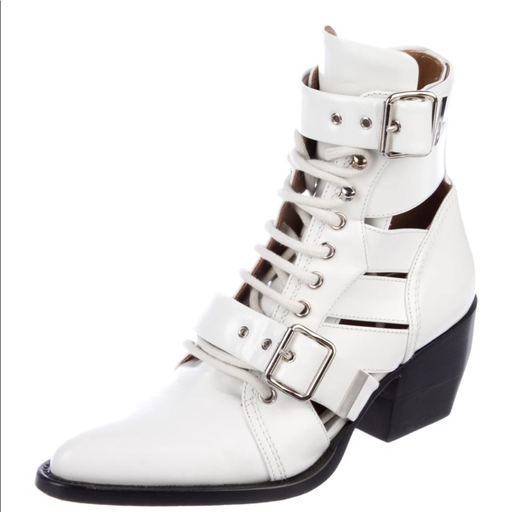 Chloé Authentic Rylee White Leather Boots